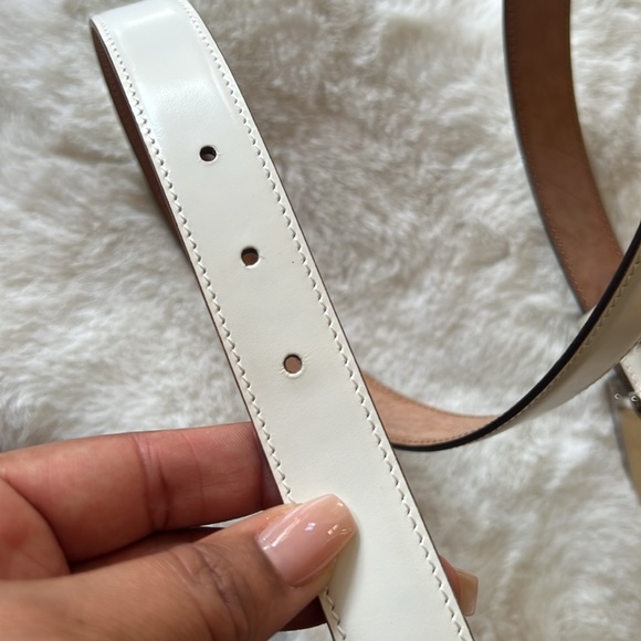 Cream Patent Leather Mirror Buckle Belt - Picture 4 of 4
